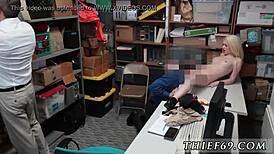 Blonde police officer fucks teen thief in office