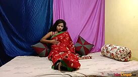 Horny Indian Girl Masturbating in Tight Sari! Can't Stop Touching Herself in Wild Solo!