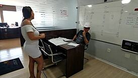 hot milf gets assfucked and creampied on engineering desk 😍