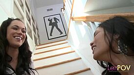 I wake up with her on the staircase after our wild night.