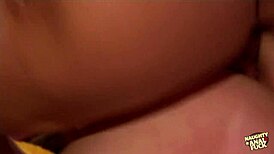 her bouncy natural tits drive him to unload cum on her face