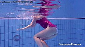 proklova strips bikini for underwater swim