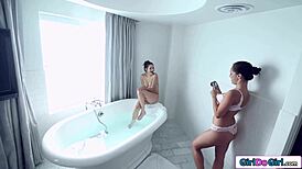 Latina catches girlfriend masturbating and gives oral in pov sextape