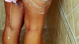 adorable blonde sneaks a steamy shower before photoshoot