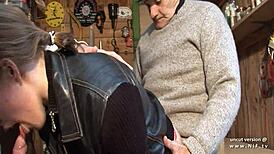 horny french blonde slut gets hard anal and facials in wild 3some with papy