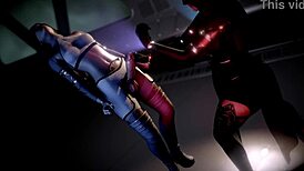 Space themed handjob futanari animation