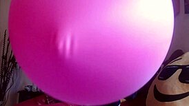 Italian milf climaxes hard on wet balloons during play