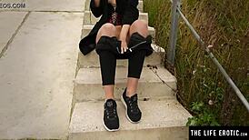 Cute teen, you jerking off in public like that?