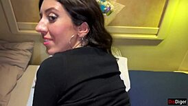 Public Agent Offers Girl from Station a Casting on Public Train