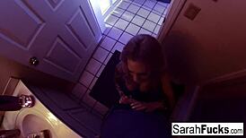 sarah jessie gives bj in bathroom, want to see her tits?