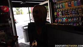 Kate England Takes Black Cocks for Creampie at Public Gloryhole