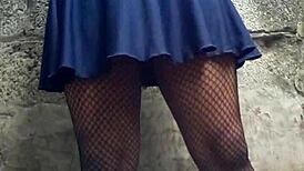 Sexy Upskirt Tease In Public Outdoor Skirt.