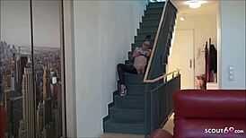 Skinny mature Stella films private German milf porno.