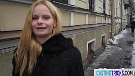 European cutie gets bent over for doggystyle pussyfucking by horny agent.