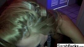 sarah jessie gives bj in bathroom, want to see her tits?