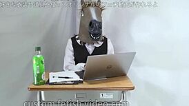 A Female Office Worker Wears a Mask at Work