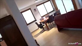 Skinny mature Stella films private German milf porno.