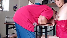 Sexy Latina interrupts homework for a deep throat cum swallow