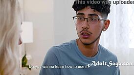 Hey, this virgin guy dieogo is watching a horny blonde milf masturbate and he really wants to join in!