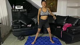 Hired a yoga teacher for lessons, but ended up bent over getting licked and squirting.