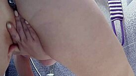 Butt plug and milf play in the shower