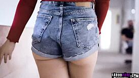 Brunette Teen Whitney Wright Plays with Two Guys in a Fun Threesome.