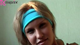 Slim sexy babe Nicole in blue undresses to tease us with pretty small tits and natural boobs?