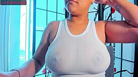 Playing With My Big Tits You Want To Suck Them