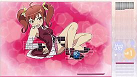 Kurusu Kanako strips during Arkanoid gameplay with clothes ripped.