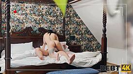 white bunny gets her shaved pussy fucked with toys!