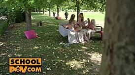 I watched teen sluts tiffany tatum, mona blue, and marilyn sugar rip clothes in a hardcore foursome blowjob