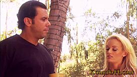 big boobed blonde babe enjoys outdoor fun on the porch with friends