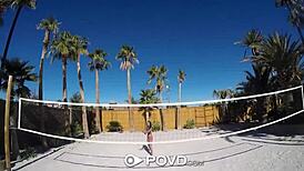 Povd Backyard Badminton Turns into Massage and Anal with Anissa Kate