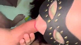 I give a wet blowjob and he cums all over my big tits!