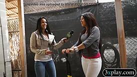 brunette hot babe persuaded to show tits while nude