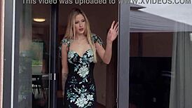 I watch Ria Sunn take on four big black cocks in rough sex.