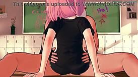 anya forger adult version gets horny and surprised with monster cock in doggystyle, cumshot on socks