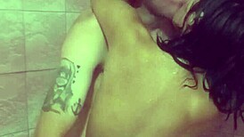 Look at this otaku couple bathing and showing their small tits!