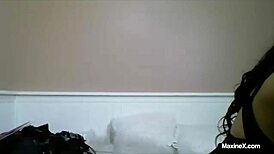 brunette whore maxine x fingers her shaved pussy deep 😈