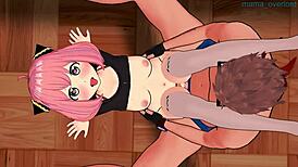 anya forger adult version gets horny and surprised with monster cock in doggystyle, cumshot on socks