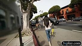 brunette hot babe persuaded to show tits while nude