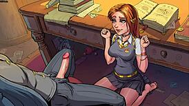 innocent witches GINNY WEASLEY gives a messy desk blowjob
