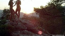 Wow, brunette cougar fingers her pussy with toys for that arousing lesbian pleasure!