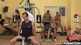 Gym orgy featuring Christine Lee, Jasmine Black, and more! 😏