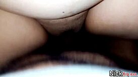 Emptying milk into Serena's pussy.