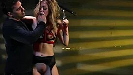 Bound BDSM Sub Fingered Deep While Wearing Sexy Stockings and Lingerie