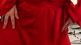 i feel the pleasure as brunette in red lingerie plays with herself