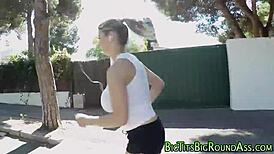 big tits babe blows huge cock hard