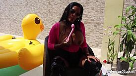 Man, I seen Maxine X jam that huge dildo in her wet pussy by the pool!