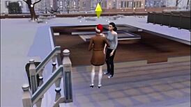 Rose blooms in winter with solo play in snowy Whimsville